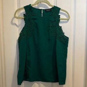 Eden Society Green Sleeveless Lace Blouse